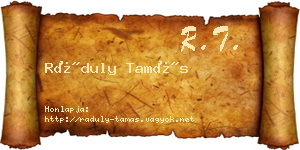 Ráduly Tamás névjegykártya